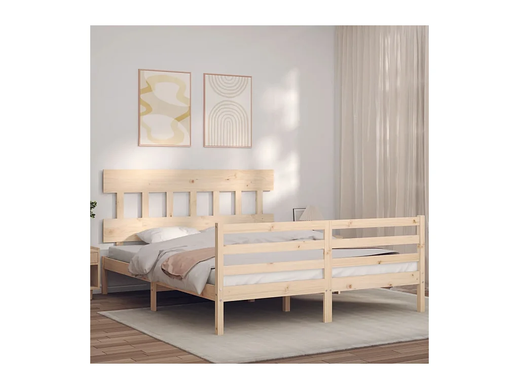 Bedframe met hoofdbord massief hout NL98620