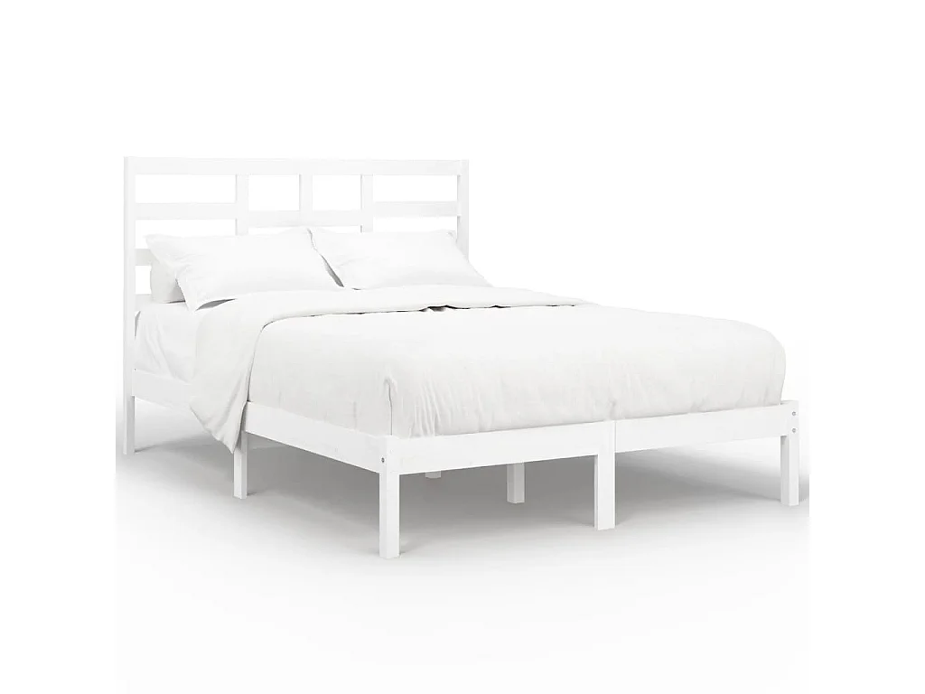 Lit-140x190 cm Blanc Bois de pin massif EGGB56779