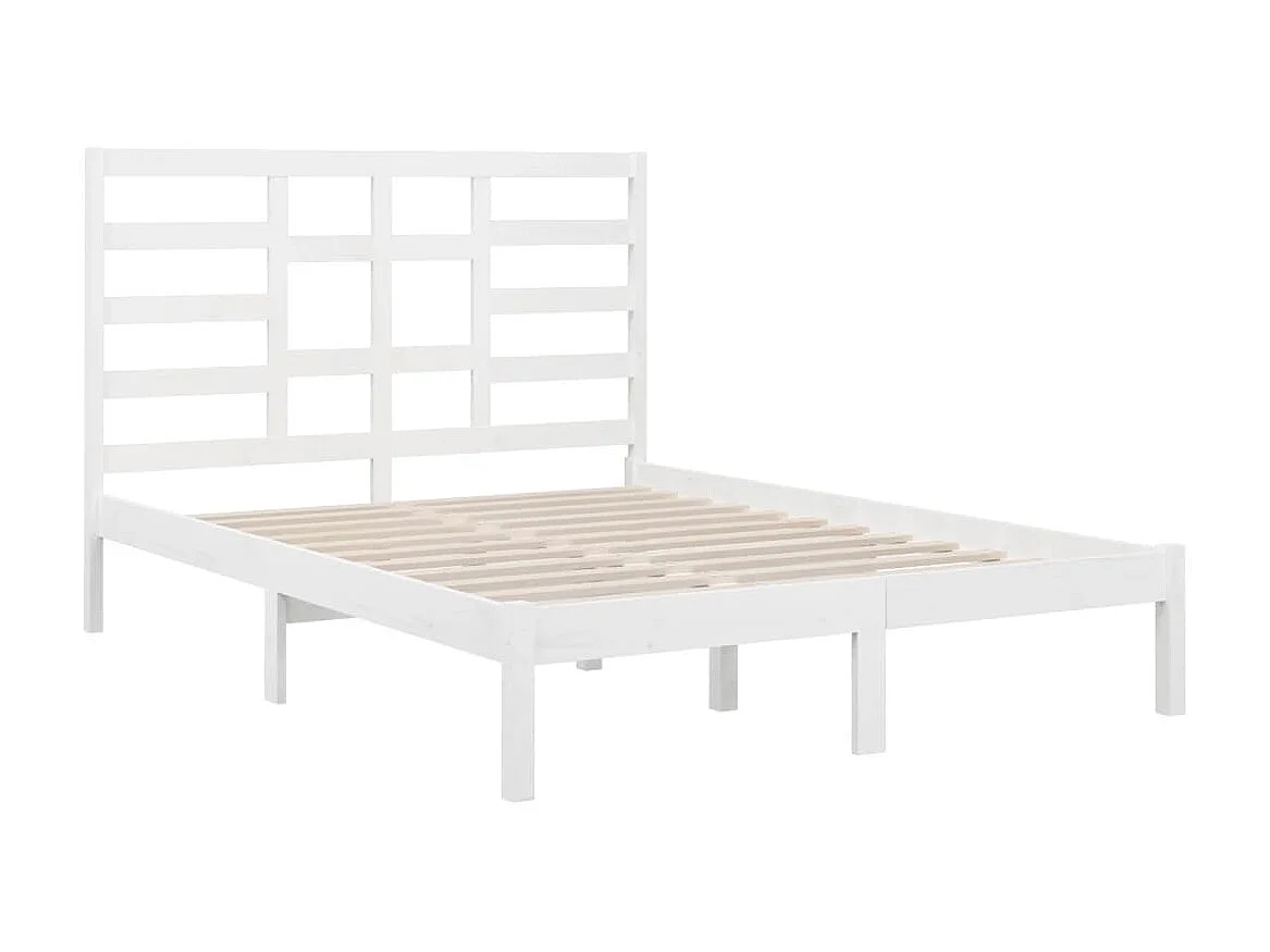 Lit-140x190 cm Blanc Bois de pin massif EGGB56779