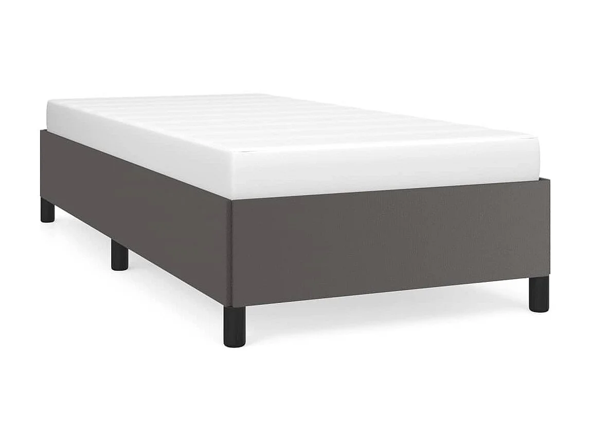 Cama 90x190 cm couro artificial cinzento PT610660