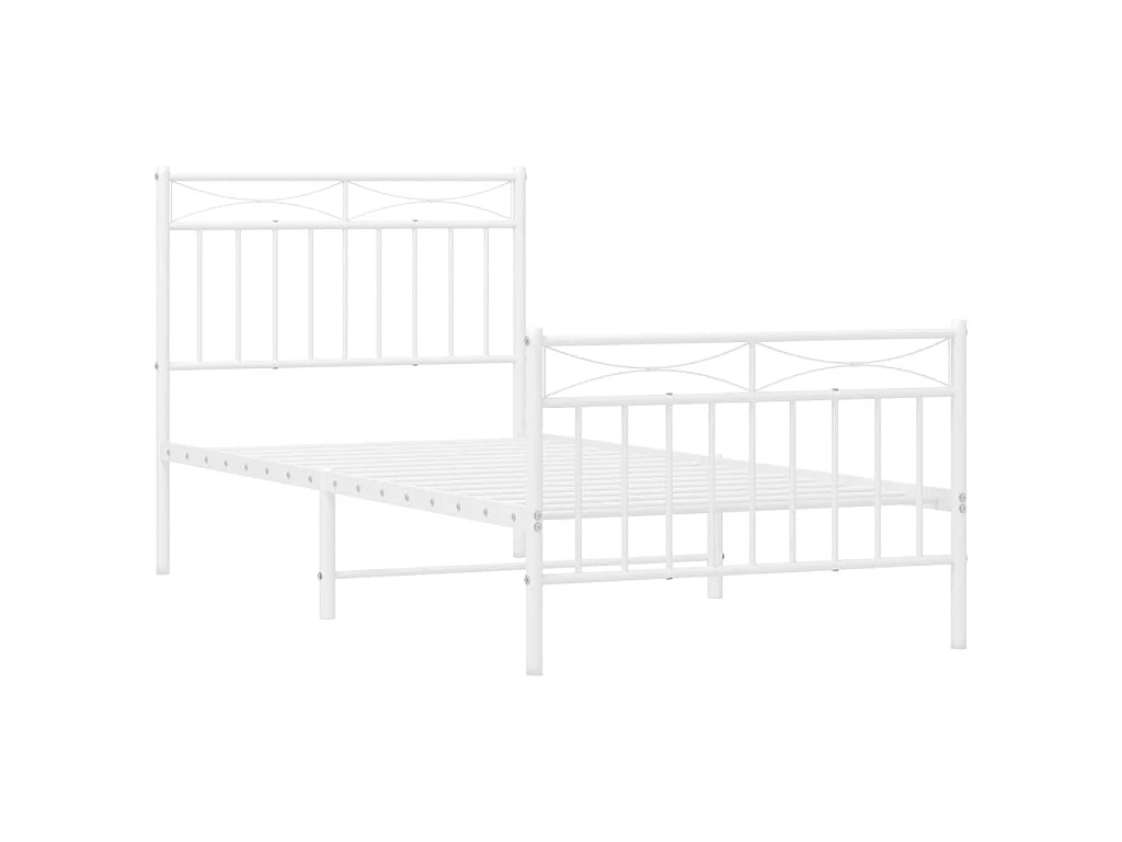 Lit-90x200 cm métal avec tête de lit/pied de lit blanc EGGB34720