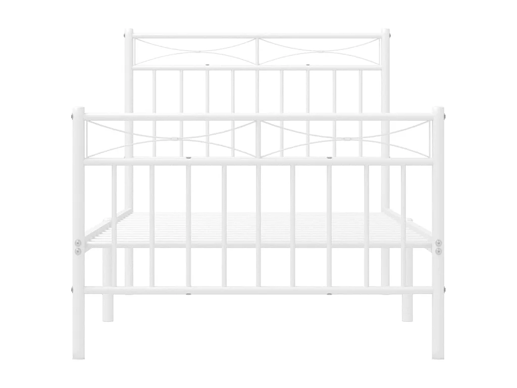 Lit-90x200 cm métal avec tête de lit/pied de lit blanc EGGB34720
