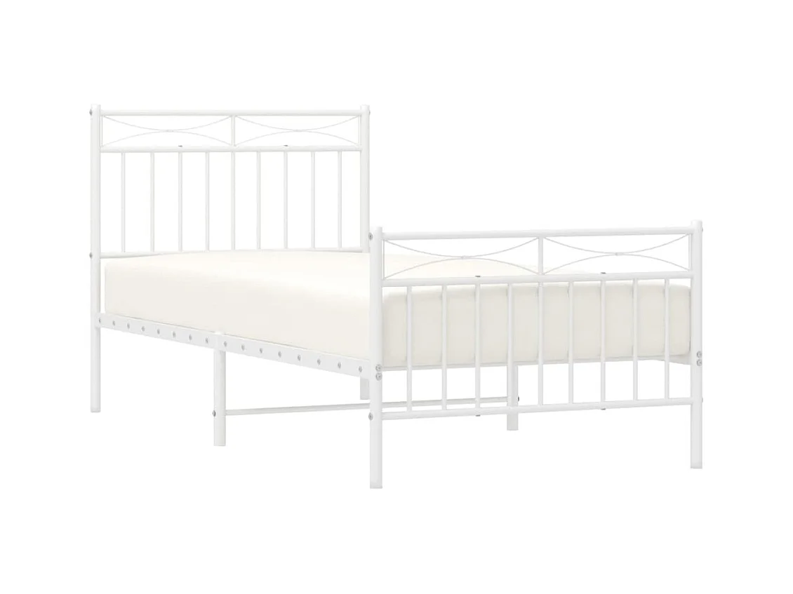 Cama 90x200 cm metal con cabecero y pie cama blanca ES77144