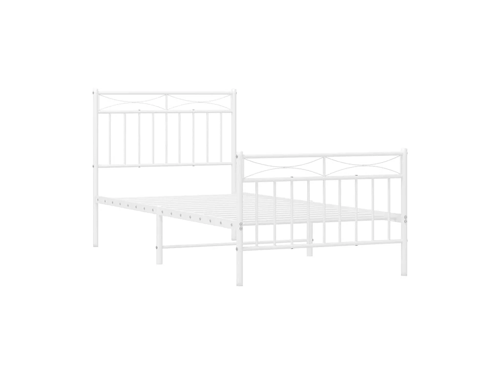 Cama 90x200 cm metal con cabecero y pie cama blanca ES77144