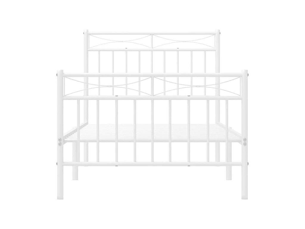 Cama 90x200 cm metal con cabecero y pie cama blanca ES77144