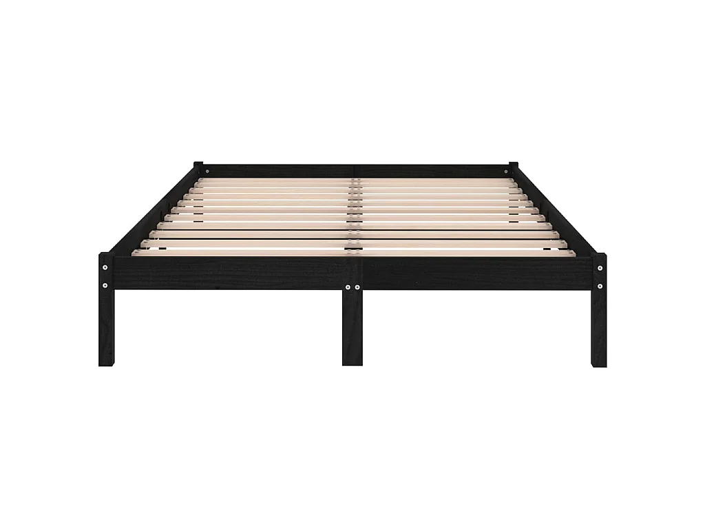 Lit-150x200 cm Noir Bois massif Très grand EGGB34856