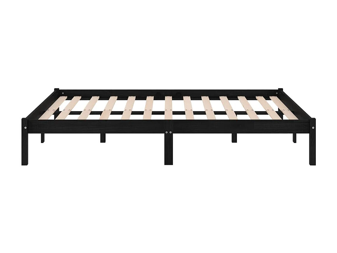 Lit-150x200 cm Noir Bois massif Très grand EGGB34856