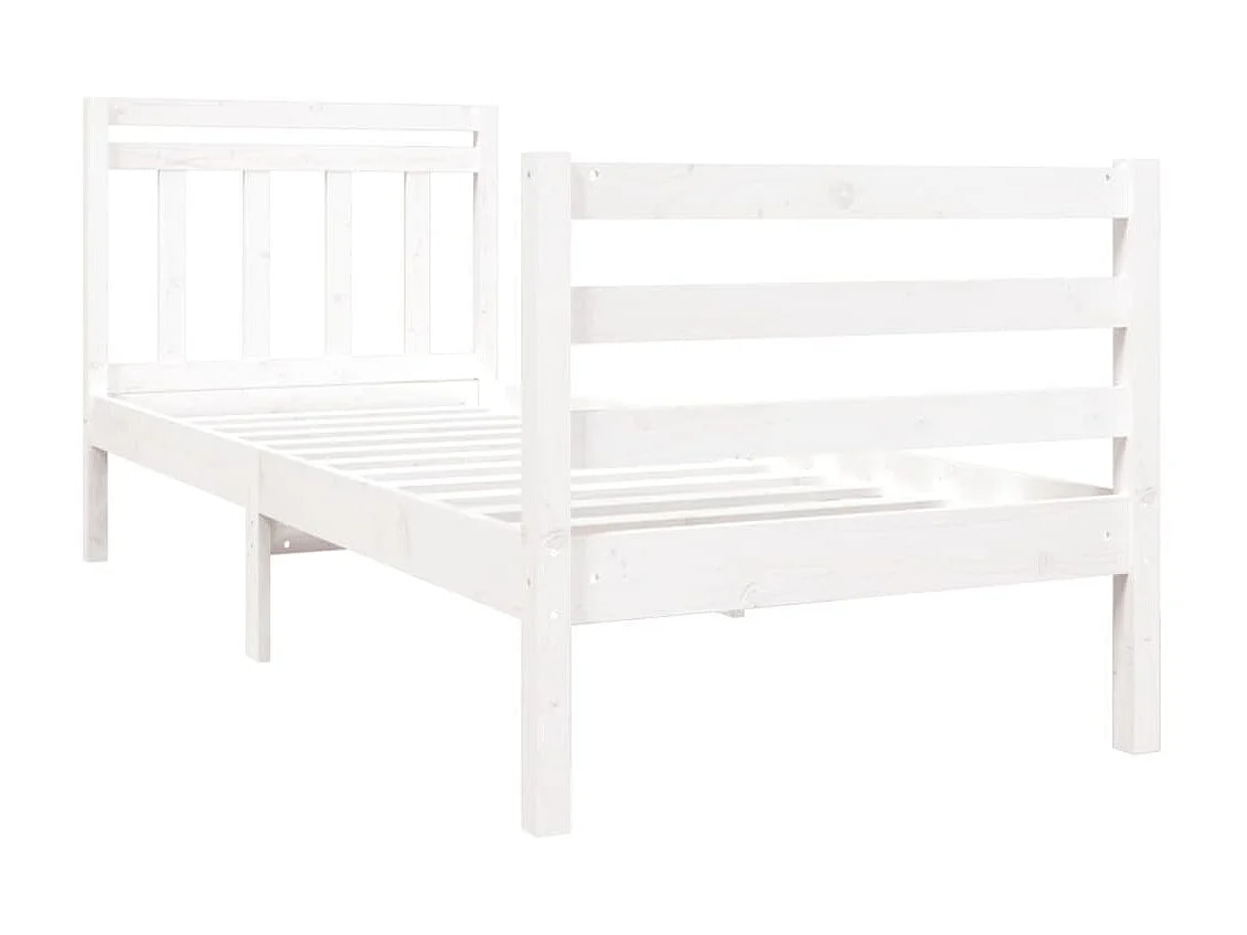 Cama 90x190 cm individual de madera maciza blanco ES35428