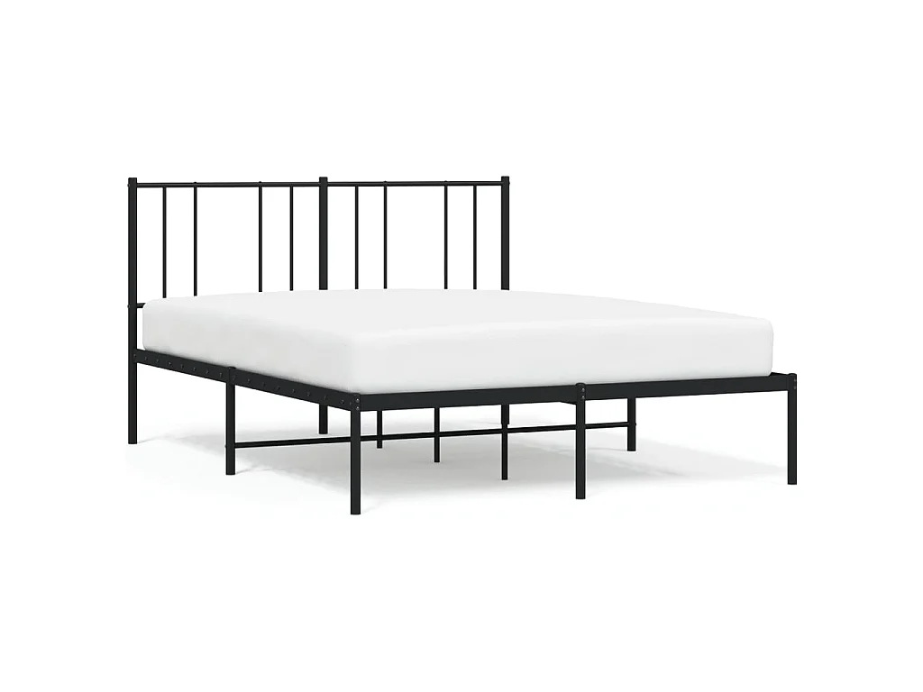Lit-135x190 cm métal avec tête de lit noir EGGB14377