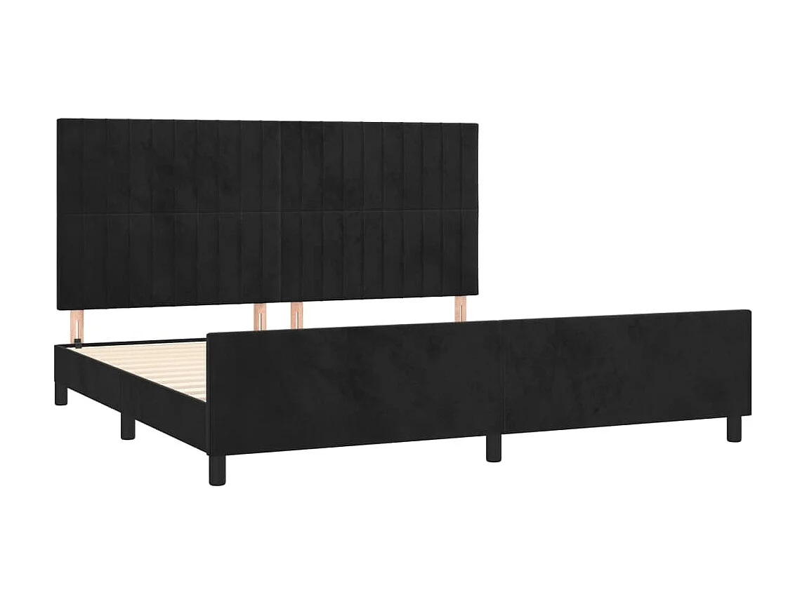 Lit-200x200 cm avec tête de lit Noir Velours EGGB82549
