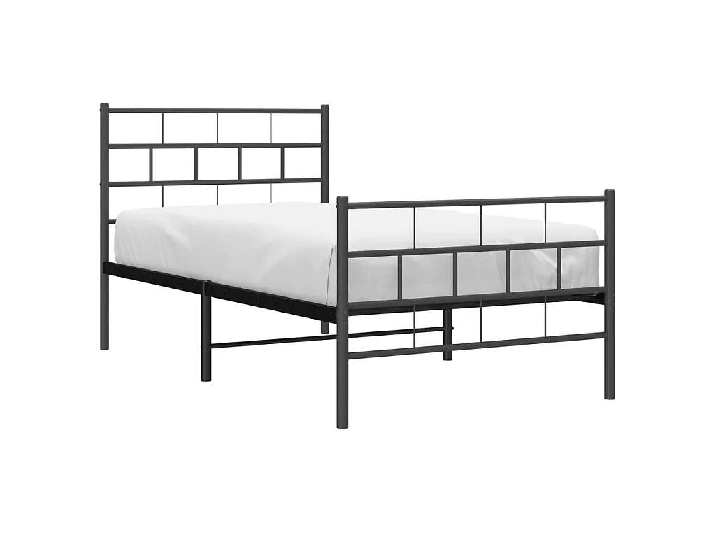 Cama com cabeceira e pés 100x190 cm metal preto PT532712