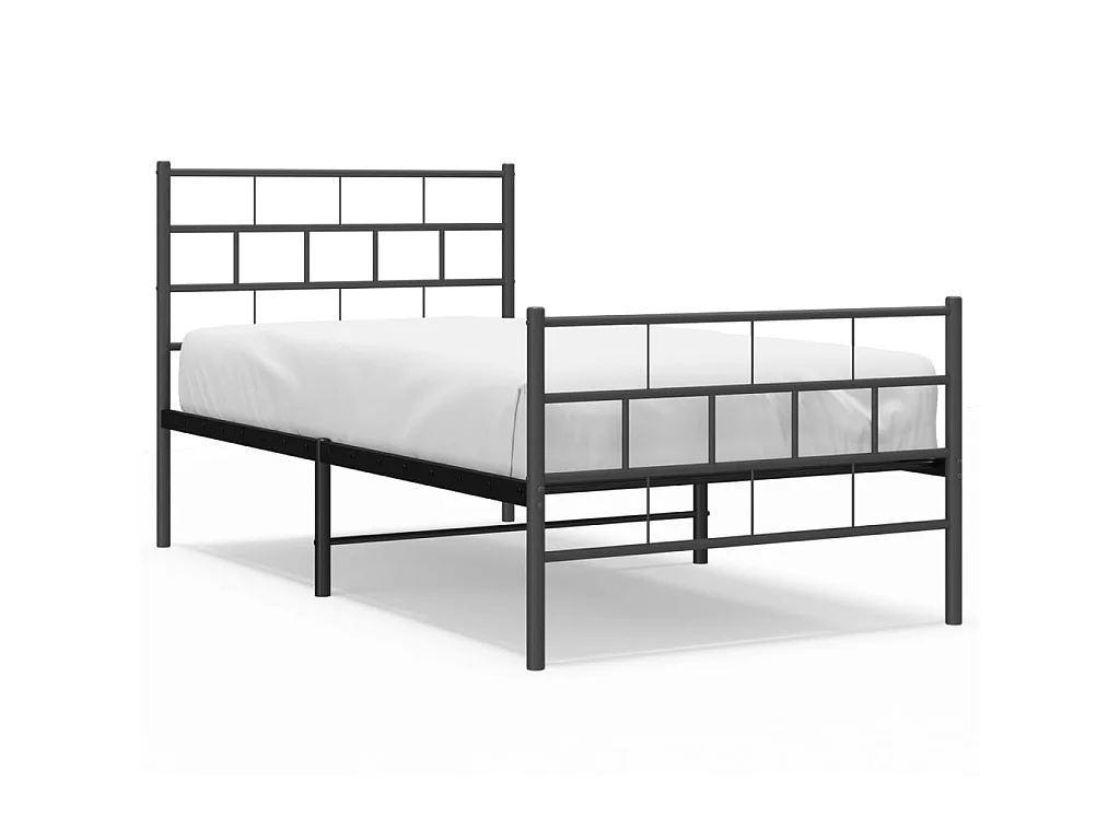 Cama com cabeceira e pés 100x190 cm metal preto PT532712