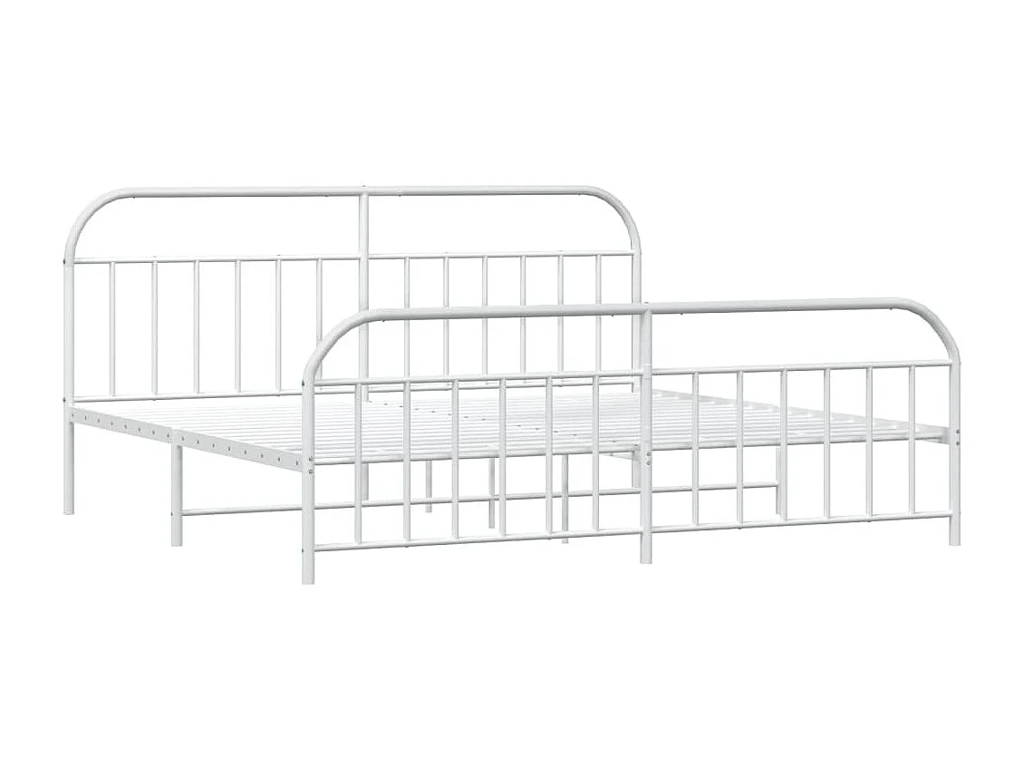 Lit-193x203 cm métal avec tête de lit/pied de lit blanc EGGB36314