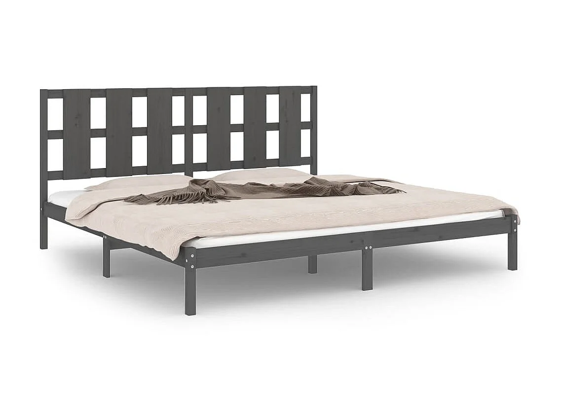Lit-180x200 cm Gris Bois massif Super King EGGB99660