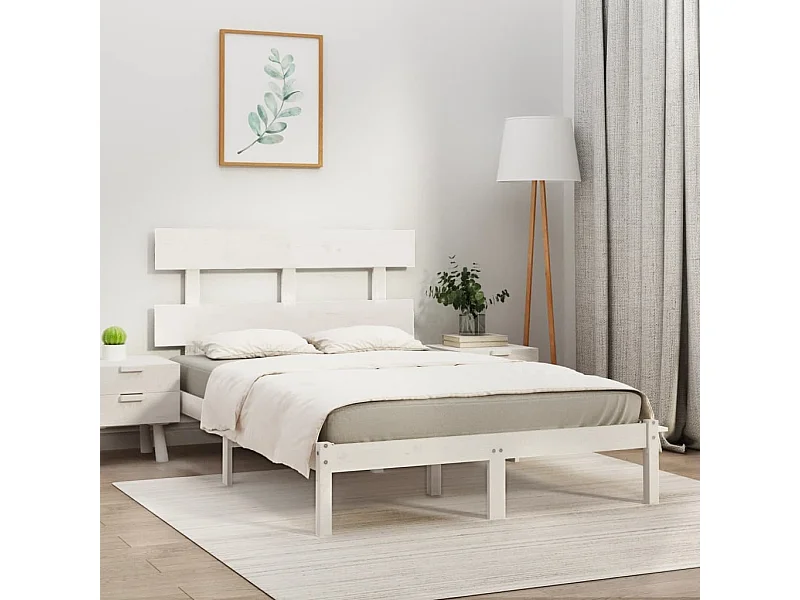 Cama super king pinho maciço 180x200 cm branco PT410976