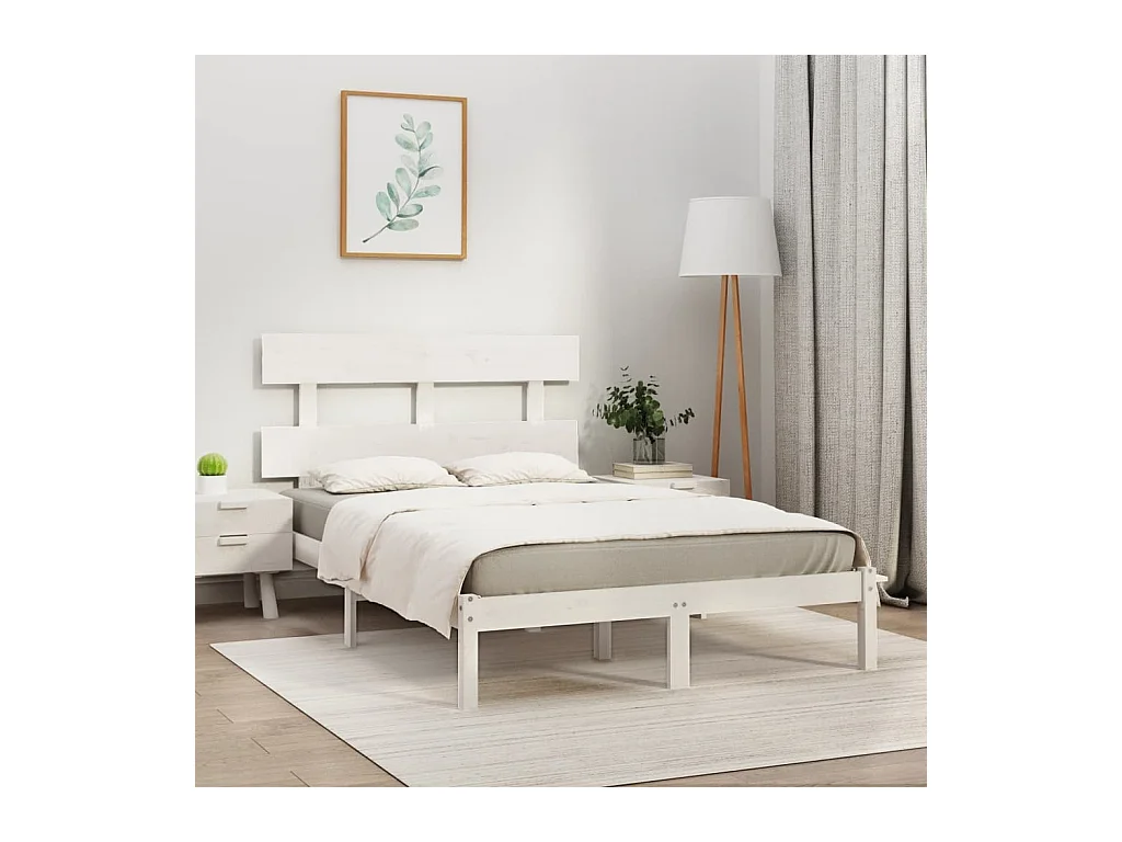 Lit-180x200 cm Blanc Bois massif Super King EGGB25154