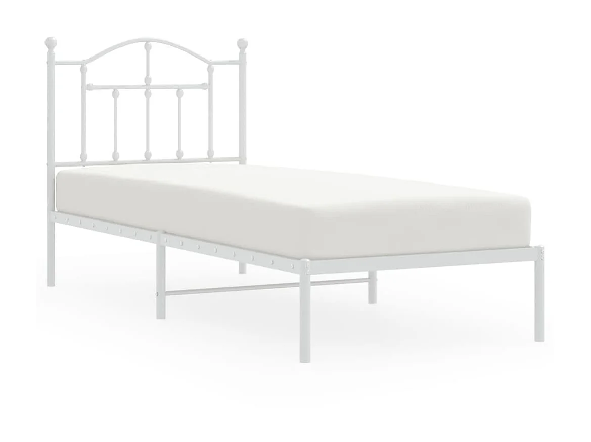 Cama 80x200 cm de metal con cabecero blanco ES63899
