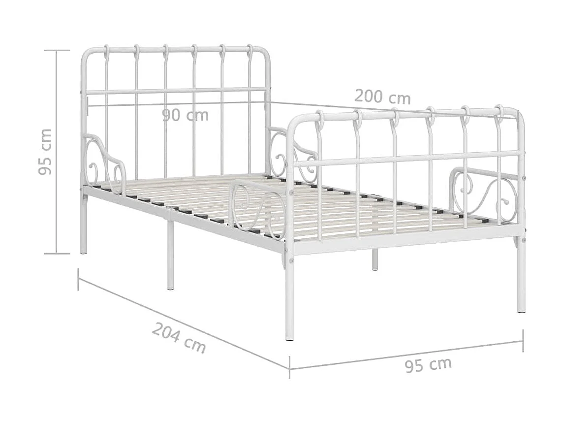 Cama 180x200 cm con base de listones metal blanco ES95524