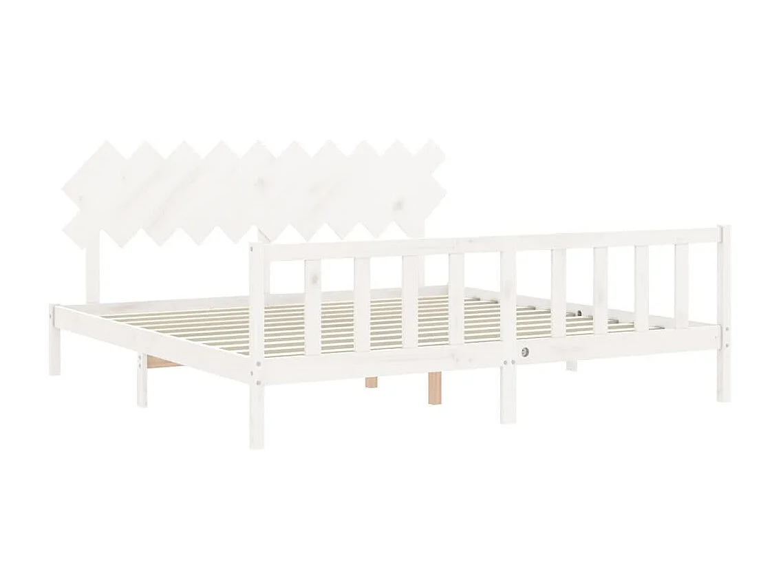 Lit-200x200 cm avec tête de lit blanc bois massif EGGB87483