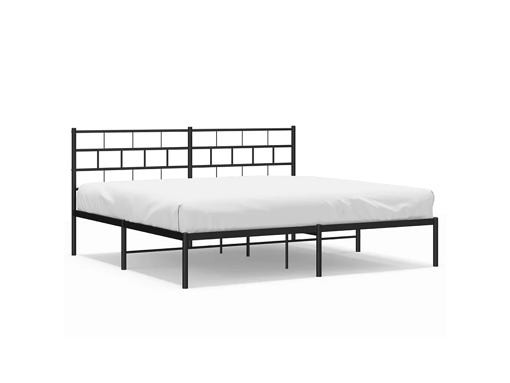 Lit-183x213 cm métal avec tête de lit noir EGGB13225