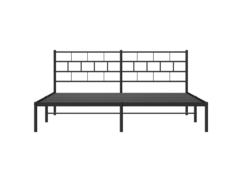 Lit-183x213 cm métal avec tête de lit noir EGGB13225