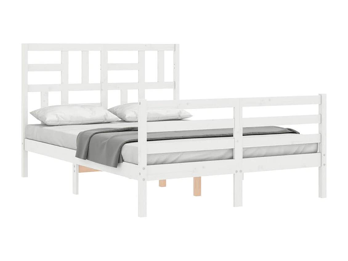 Lit-140x190 cm avec tête de lit blanc bois massif EGGB85029