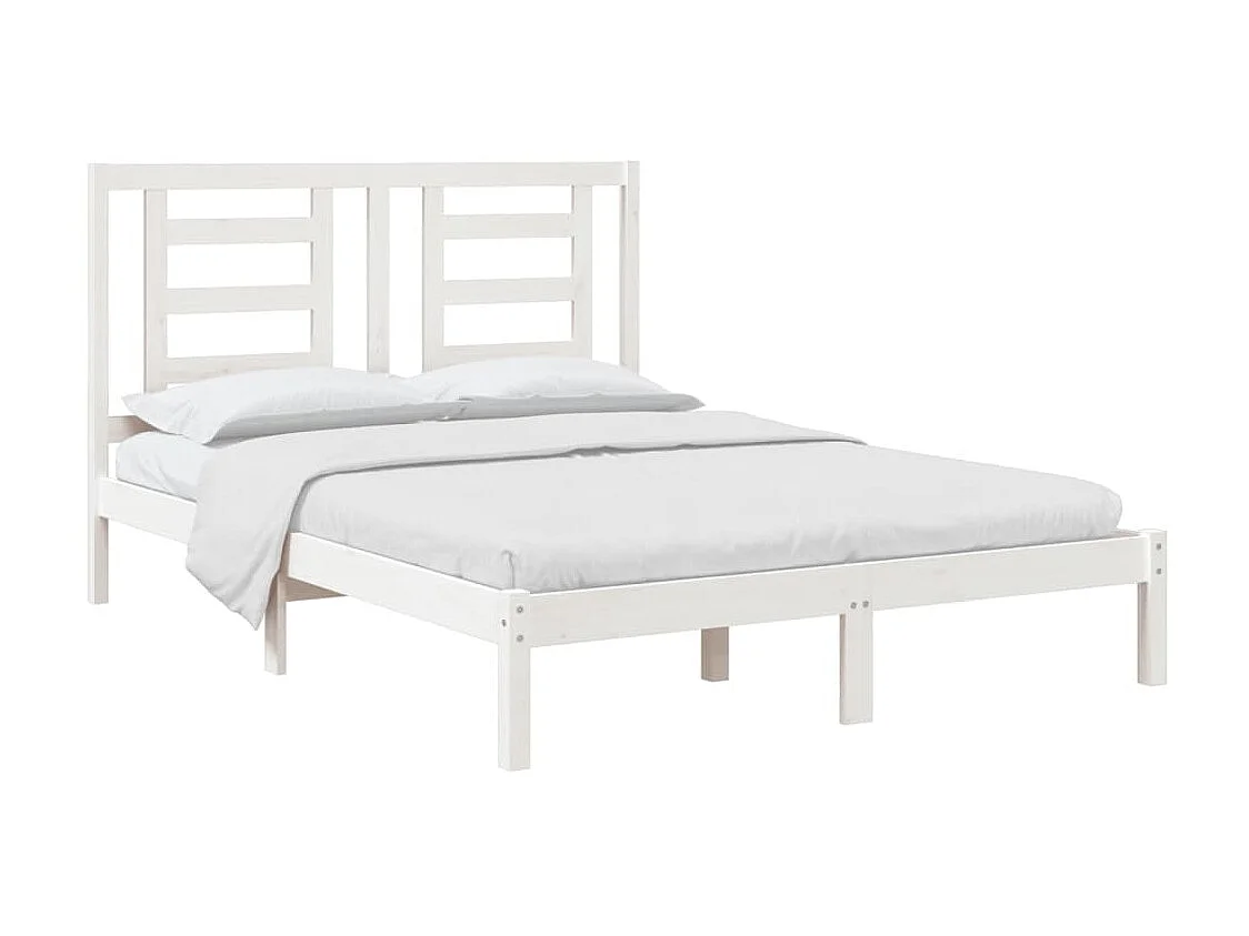 Cama 140x190 cm madeira de pinho maciça branco PT787702