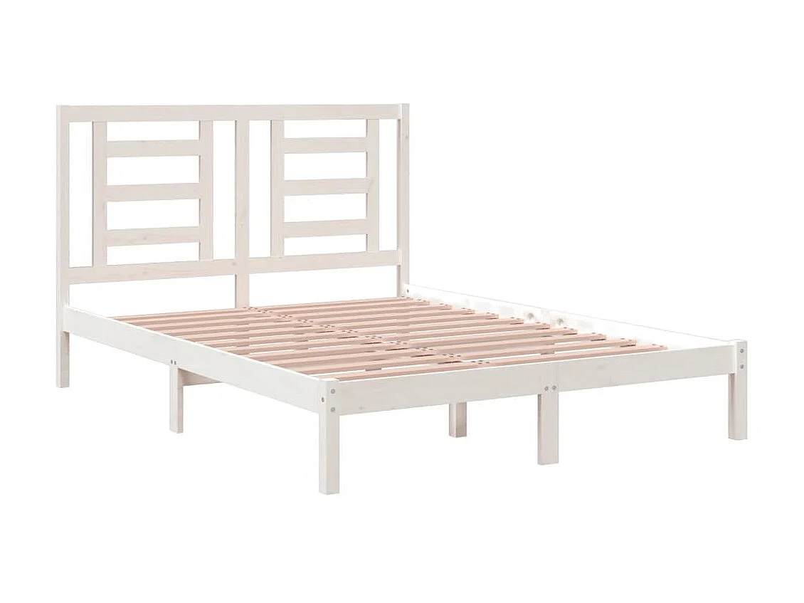 Cama 140x190 cm madeira de pinho maciça branco PT787702