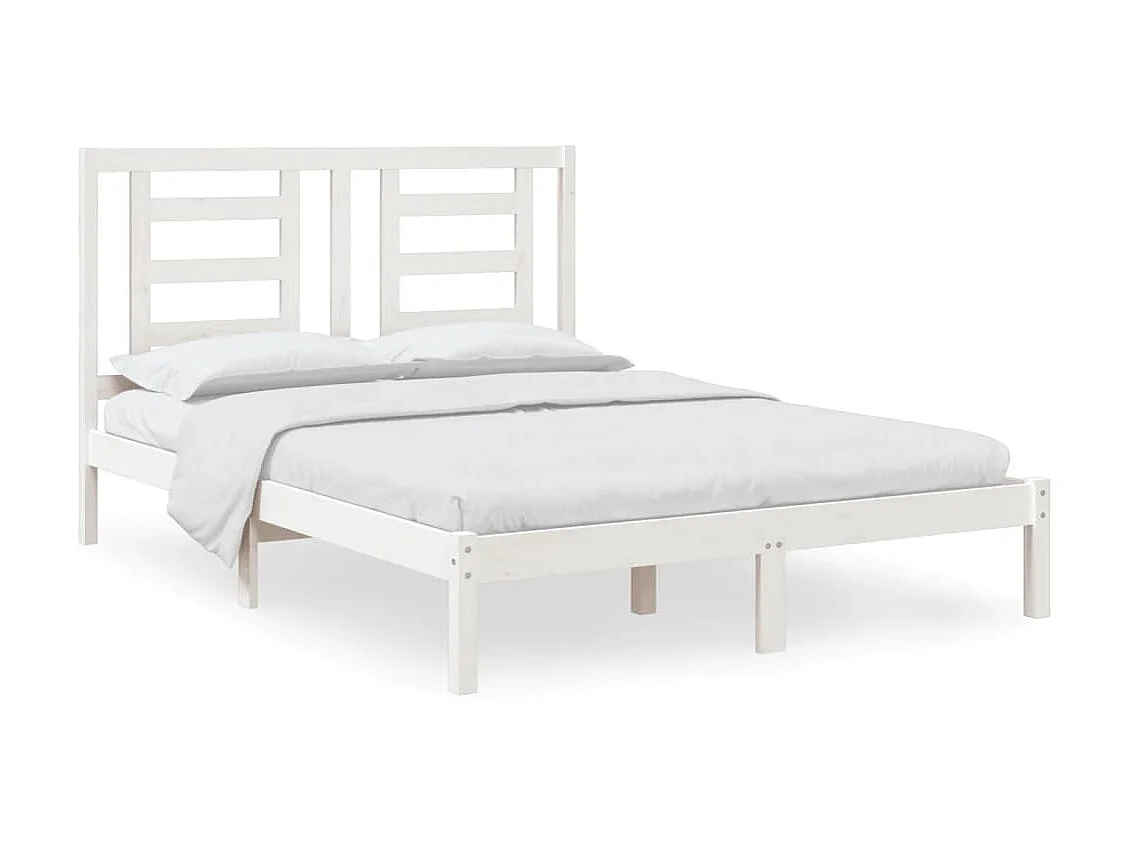 Cama 140x190 cm madeira de pinho maciça branco PT787702