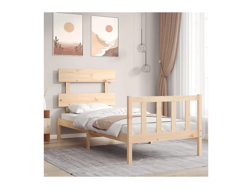 Lit-90x200 cm avec tête de lit bois massif EGGB80310