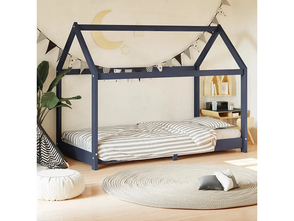 Cama para crianças 70x140 cm pinho maciço cinzento PT621840