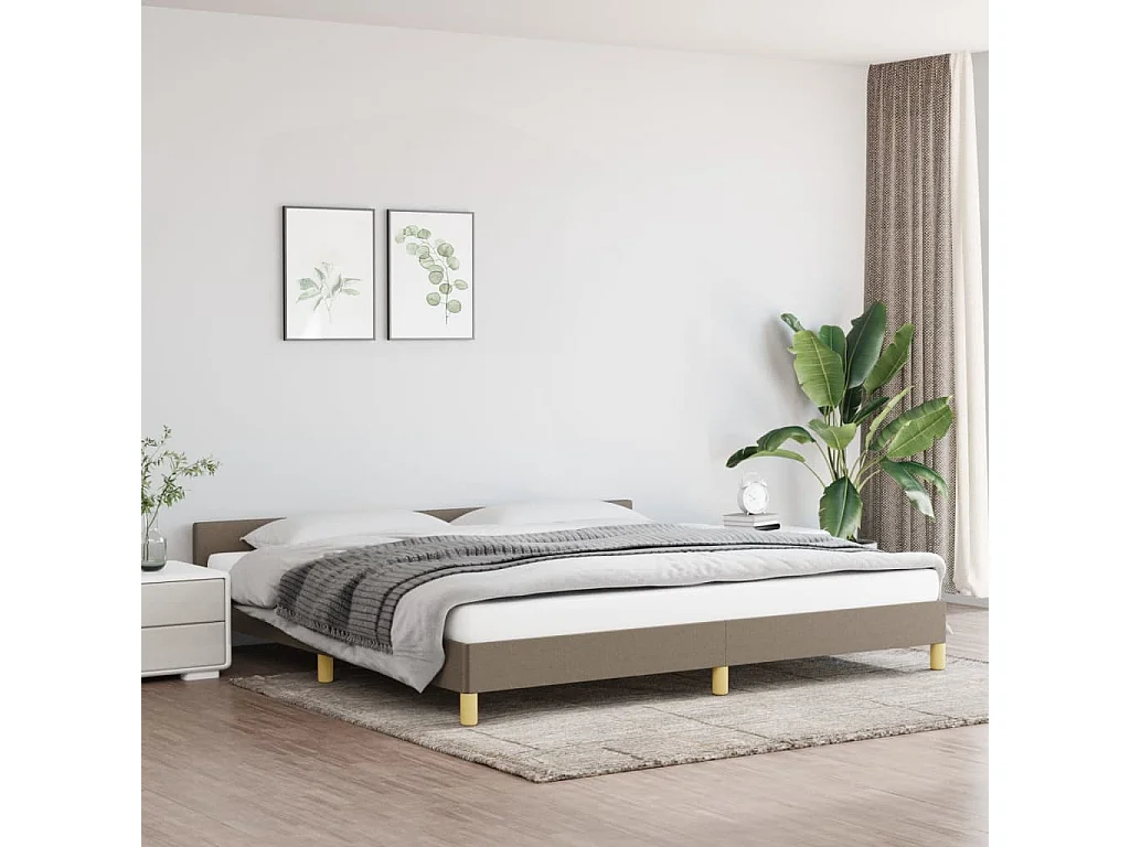 Lit-200x200 cm avec tête de lit Taupe Tissu EGGB14483