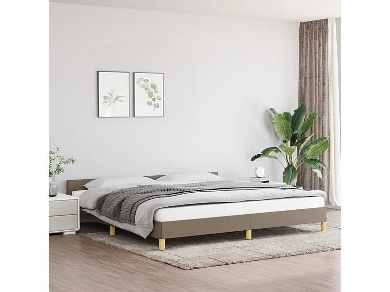 Cama 200x200 cm con cabecero de tela gris taupe ES43641