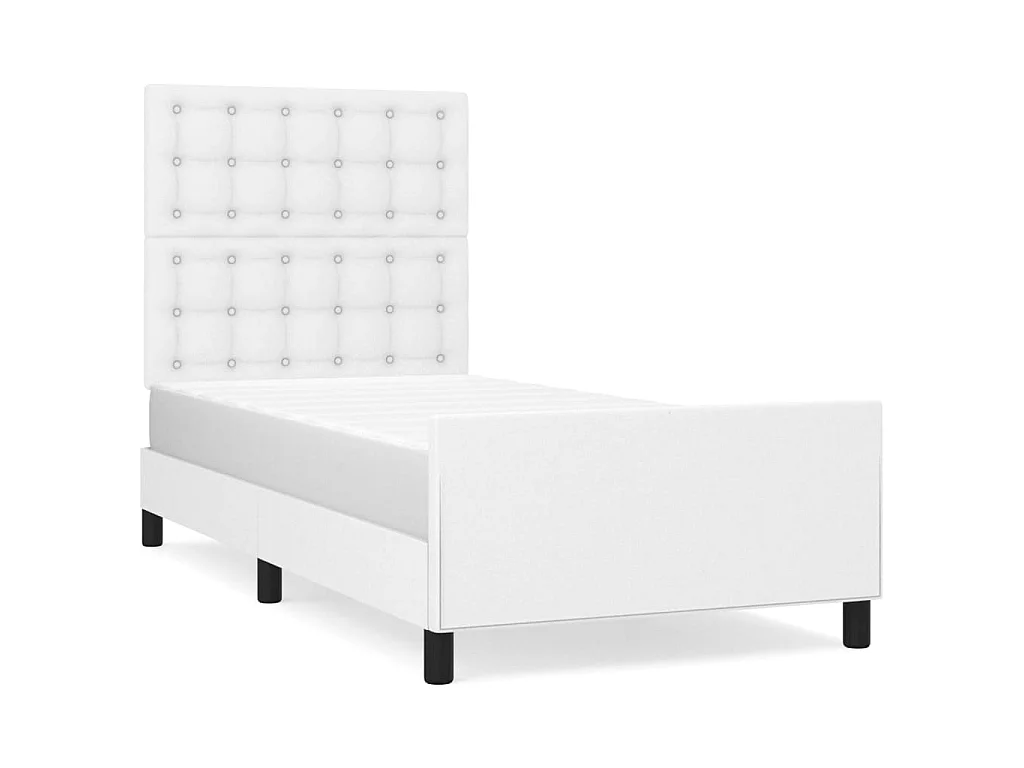 Lit-100x200 cm avec tête de lit Blanc Similicuir EGGB38046