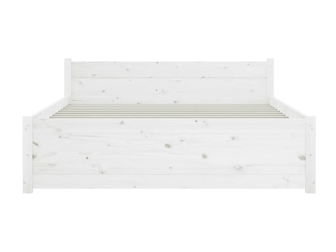 Cama casal 135x190 cm madeira maciça branco PT382704