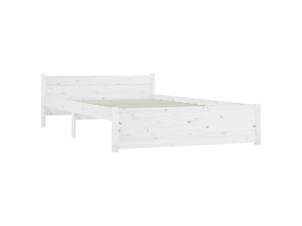 Cama casal 135x190 cm madeira maciça branco PT382704