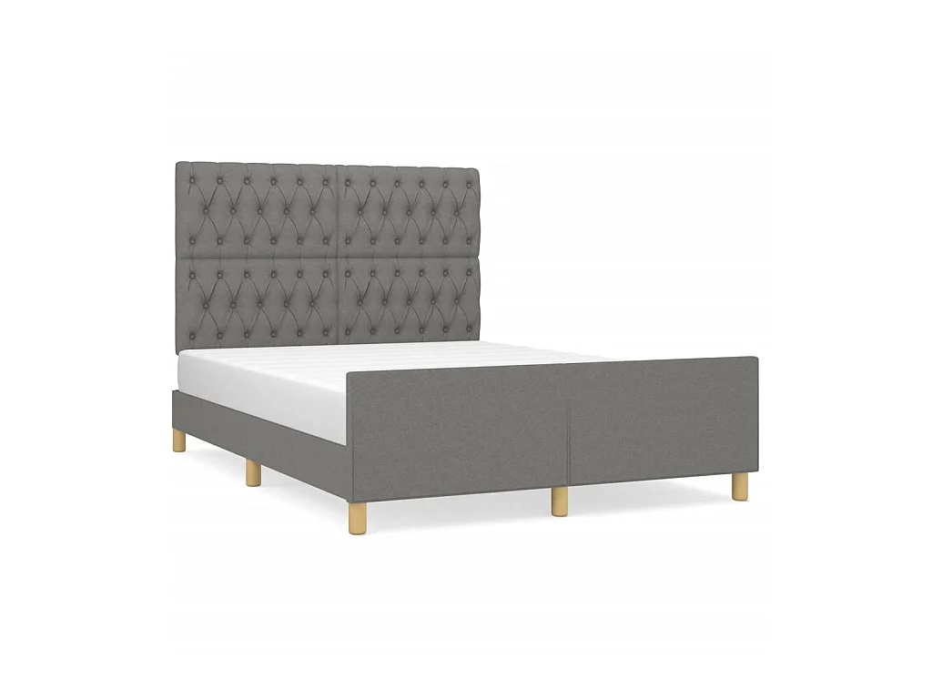 Cama c/ cabeceira 140x190cm tecido cinza-escuro PT261791