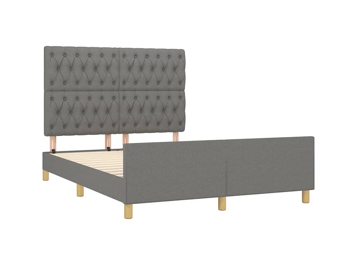 Cama c/ cabeceira 140x190cm tecido cinza-escuro PT261791