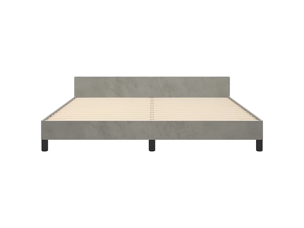 Lit-180x200 cm avec tête de lit Gris clair Velours EGGB35520