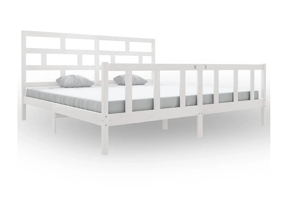 Lit-200x200 cm Blanc Bois de pin massif EGGB84943