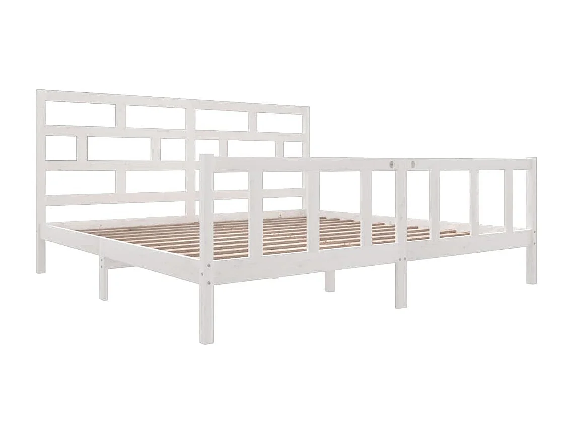 Lit-200x200 cm Blanc Bois de pin massif EGGB84943