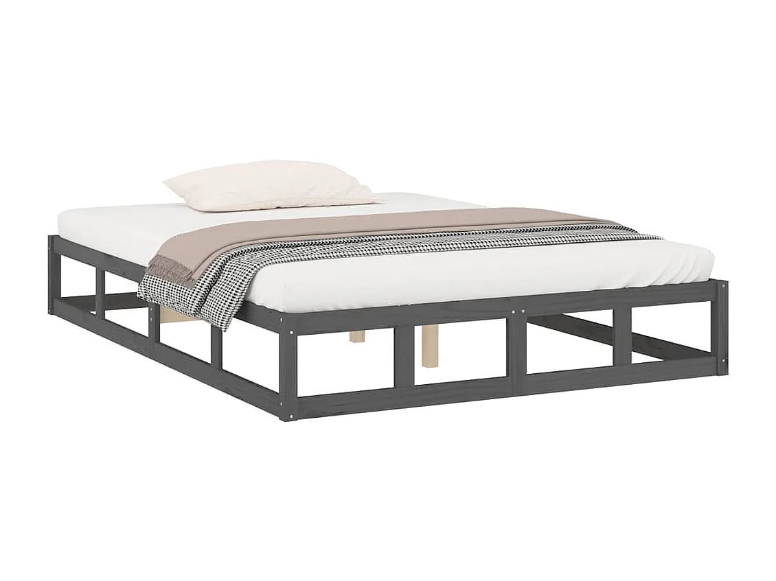 Cama 150x200 cm de madera maciza gris ES16210