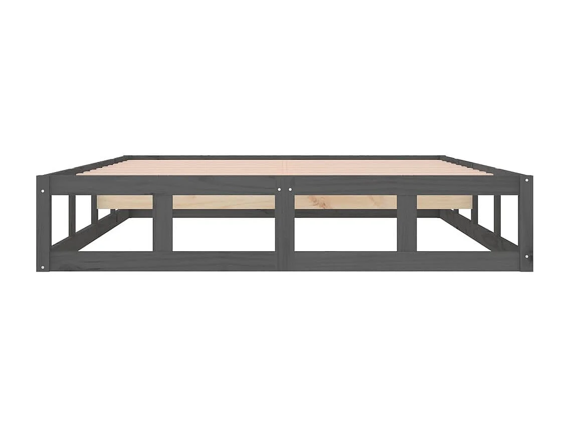 Lit-150x200 cm Gris Très grand Bois massif EGGB21030
