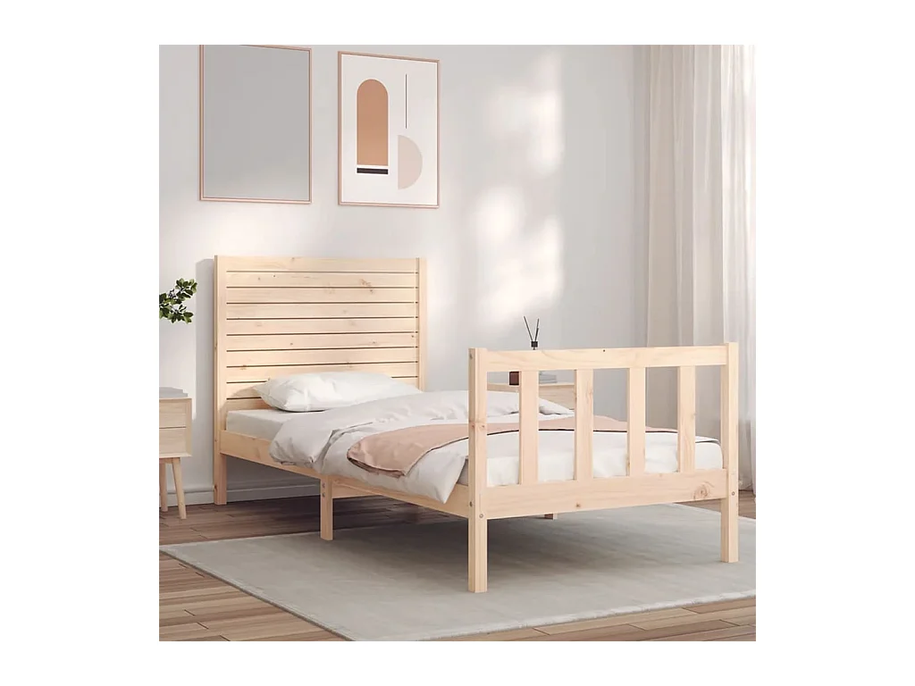 Lit-90x200 cm avec tête de lit bois massif EGGB65416