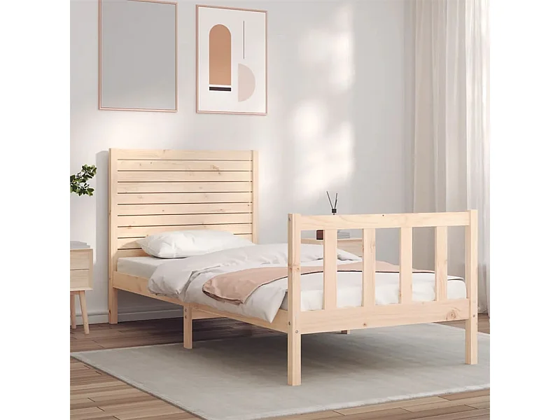 Cama 90x200 cm con cabecero madera maciza ES99611