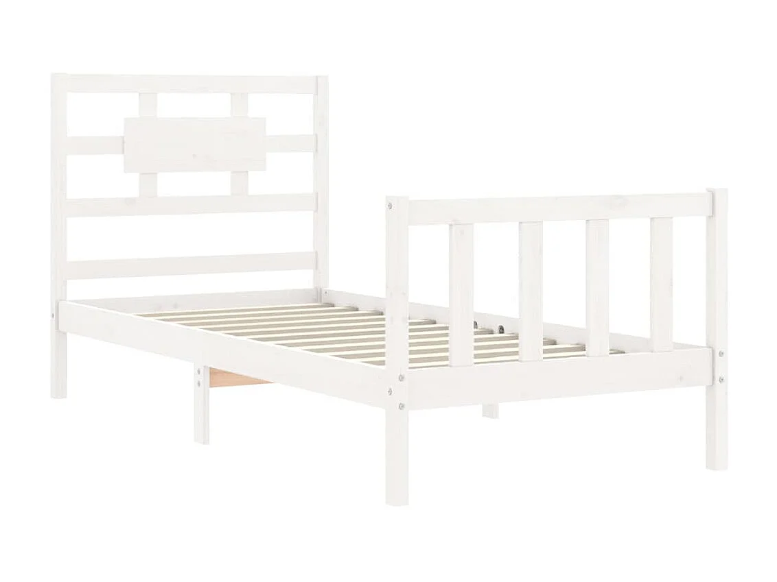 Lit-90x190 cm avec tête de lit blanc simple bois massif EGGB27165
