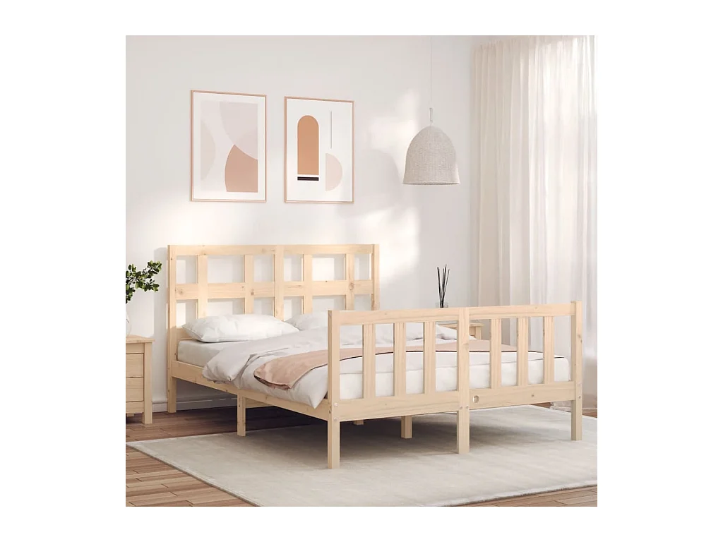 Lit-120x190 cm avec tête de lit petit double bois massif EGGB75416