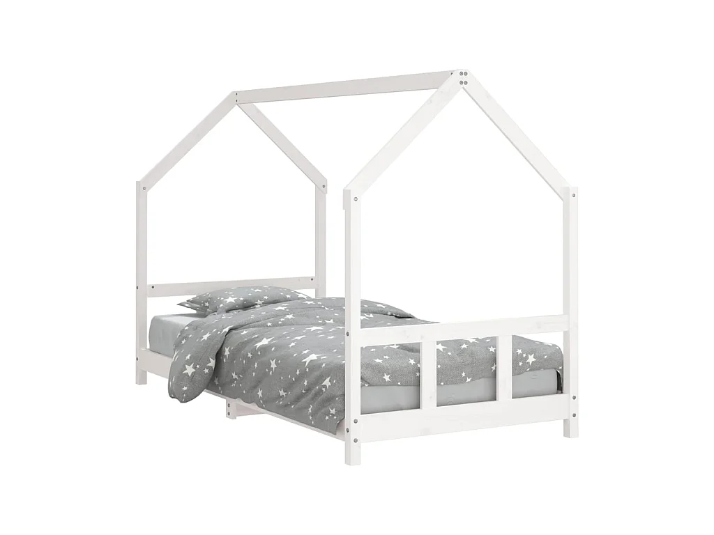 Kinderbedframe 90x190 cm massief grenenhout wit NL46306