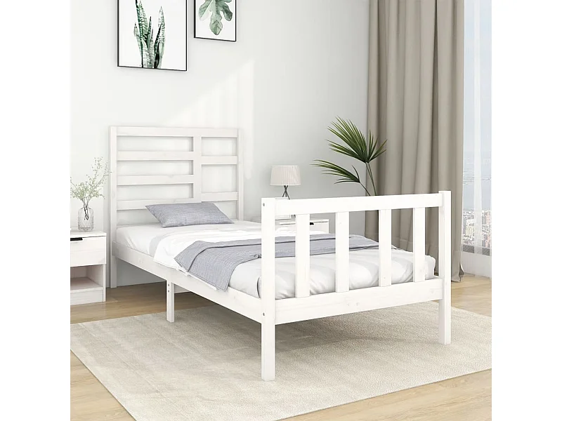 Lit-90x190 cm Blanc Bois massif Simple EGGB99965