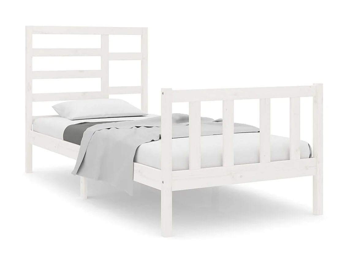 Lit-90x190 cm Blanc Bois massif Simple EGGB99965